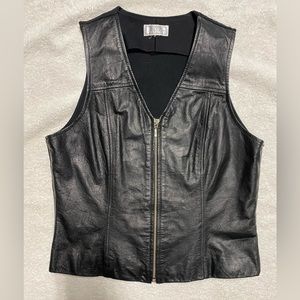 Jennifer Moore Real Leather Zip Up Top